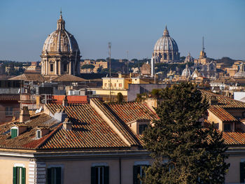 High angle view of buildings in city