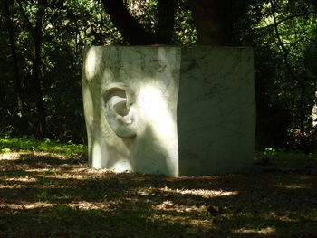 Statue against trees