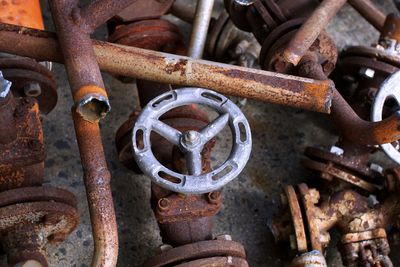 Close-up of rusty metallic valve