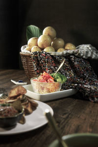 Close-up of food on table