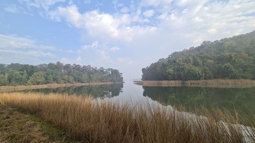 Scenic view of lake against sky