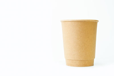 Close-up of coffee cup against white background