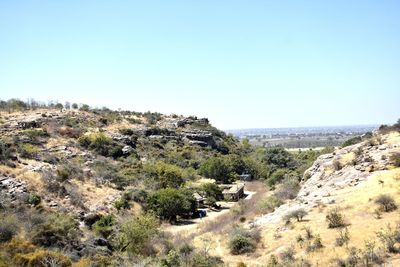 Scenic view of landscape against clear sky