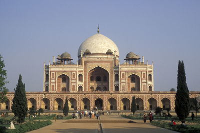 Low angle view of historic building against clear sky