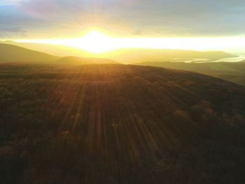 Scenic view of mountains at sunset