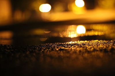 Close-up of illuminated lights at night