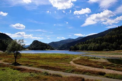 Scenic view of lake against sky