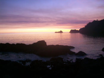 Scenic view of sea at sunset