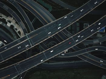 Aerial view of elevated road in city at night