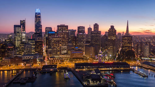 San diego california skyline at night,high angle view of illuminated buildings in city at night