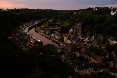 High angle view of townscape against sky