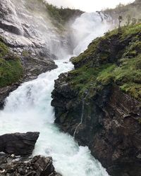 Scenic view of waterfall