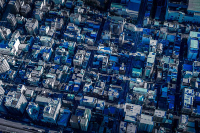 High angle view of buildings in city