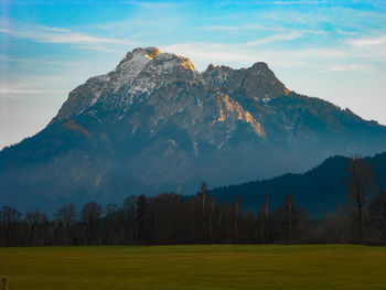 Scenic view of mountains against sky