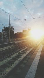 Railroad track at sunset