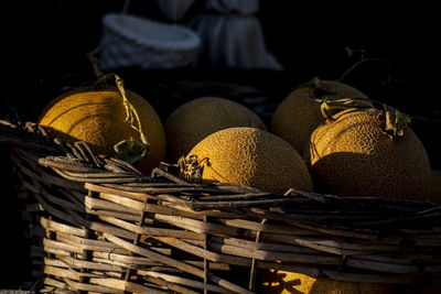 Close-up of wicker basket