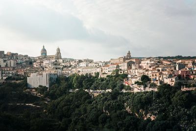 High angle view of townscape against sky