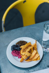 Close-up of food in plate on table