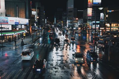 Traffic on city street at night