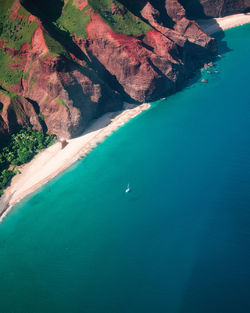 High angle view of rocks in sea