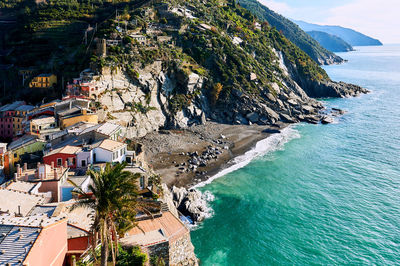 High angle view of beach against sky