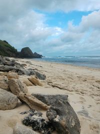 Scenic view of beach against sky