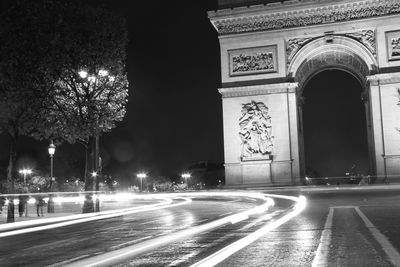 Light trails on street at night