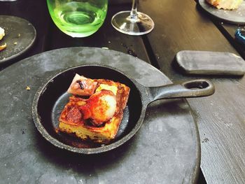 High angle view of food on table