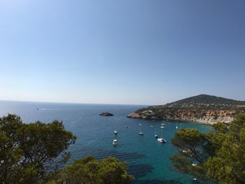 Scenic view of sea against clear sky