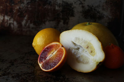 Close-up of oranges on table