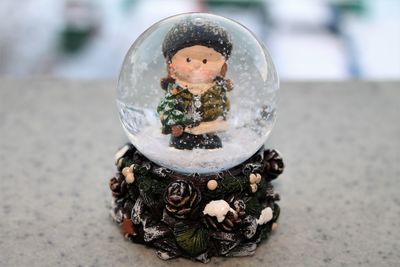 Close up of decoration snow globe