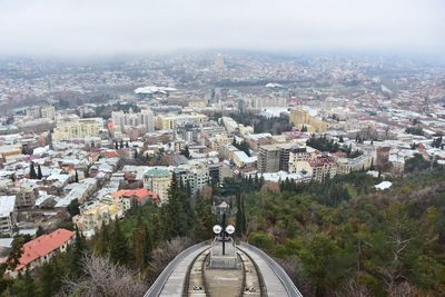 High angle view of cityscape against sky