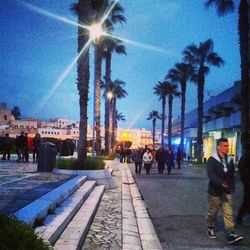 People walking on city street