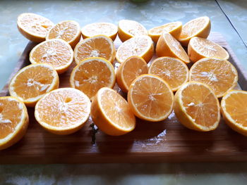 High angle view of fruits on table