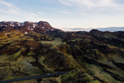 Road in rocky terrain during sunrise