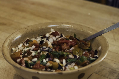 Close-up of food in bowl on table