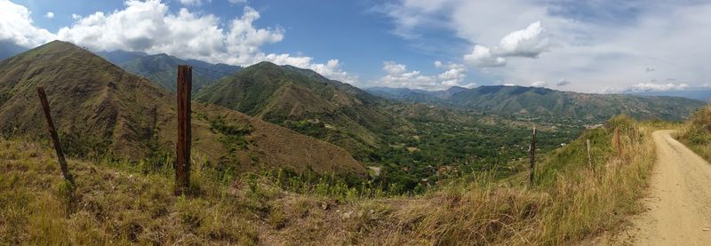 Scenic view of landscape against cloudy sky