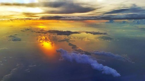 Scenic view of dramatic sky during sunset