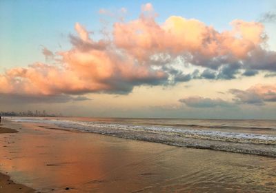 Scenic view of sea against sky at sunset