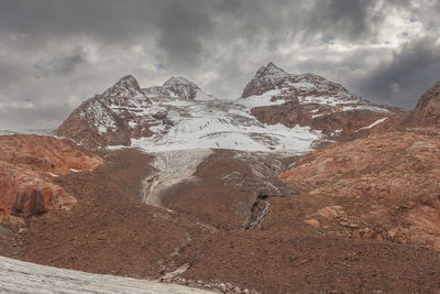 Panorama on the ice tongue with seracs of vallelunga glacier, alto adige, italy