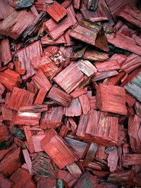 Full frame shot of red wood chips
