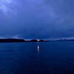 Scenic view of sea against sky at night