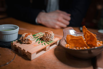 Close-up of food on table