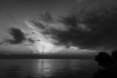 Scenic view of sea against sky at dusk