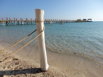 View of pier on beach