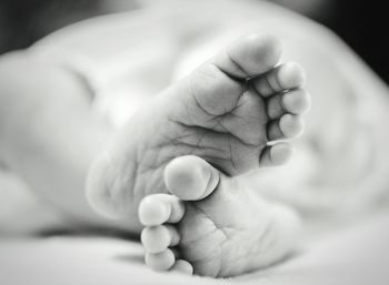 Barefeet of newborn baby