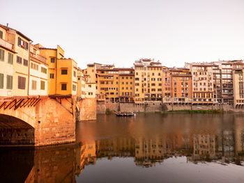 Reflection of buildings in canal against sky