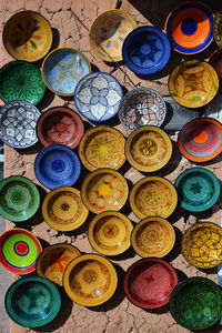 High angle view of multi colored for sale in market
