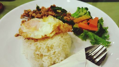 Close-up of food in plate on table