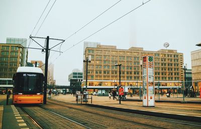 View of railroad tracks in city